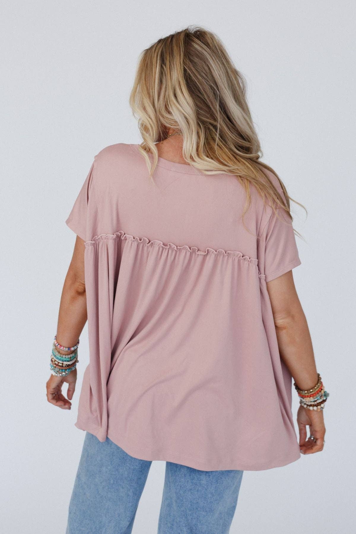 Sunday Morning Babydoll Top - Dusty Mauve