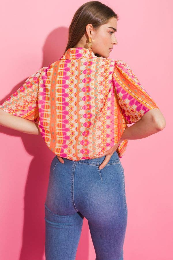 A printed woven top