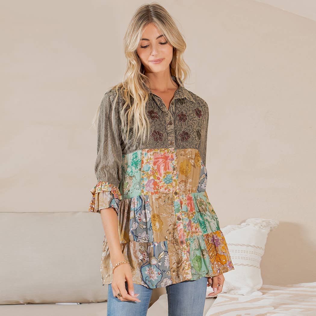 Vintage Bohemian : Tiered Bohemian Top -New