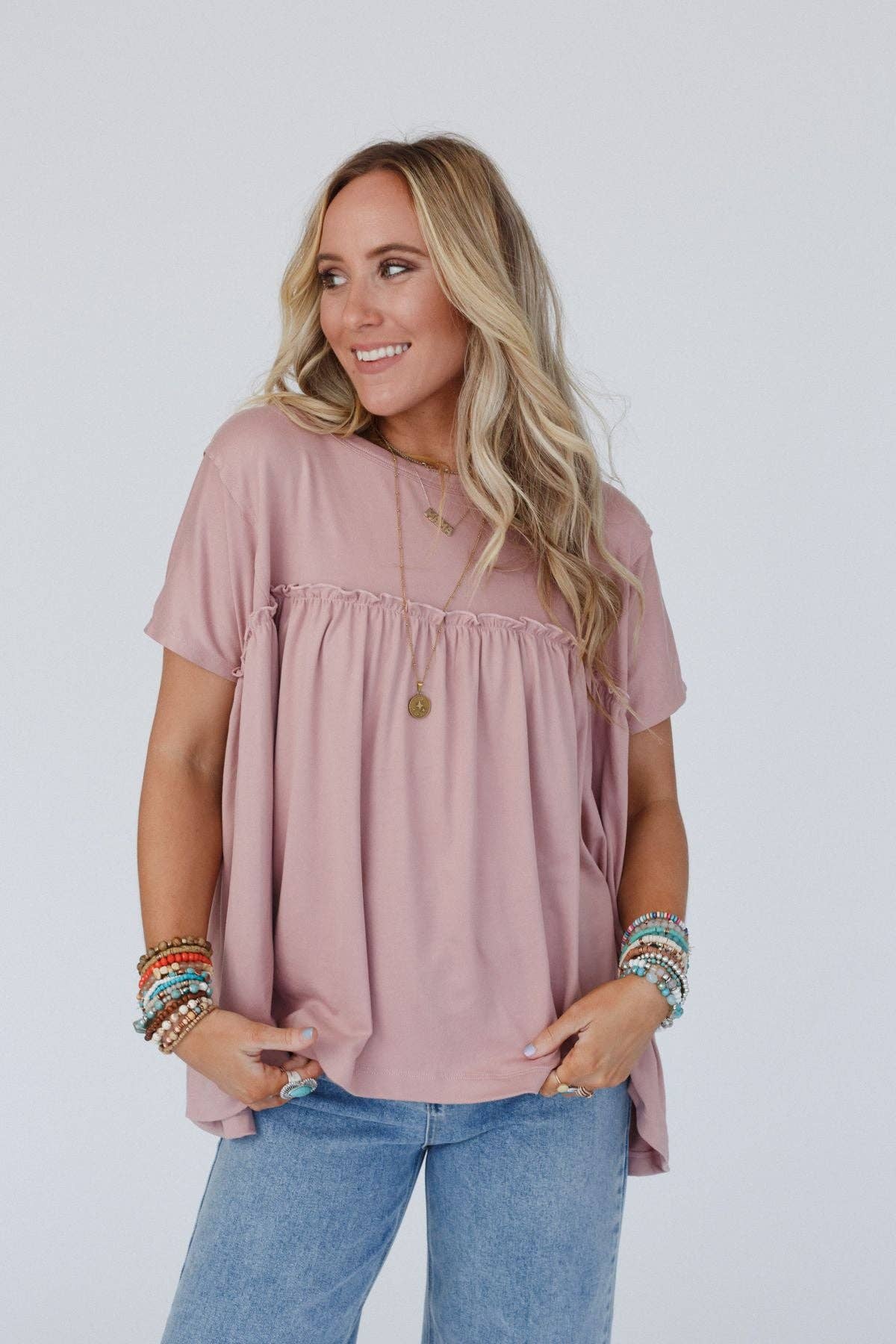 Sunday Morning Babydoll Top - Dusty Mauve