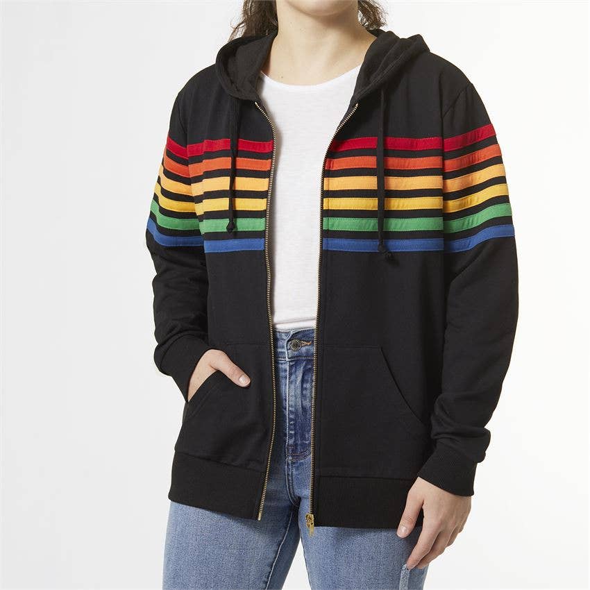 Amora Multi Stripe Zip-Up Sweatshirt