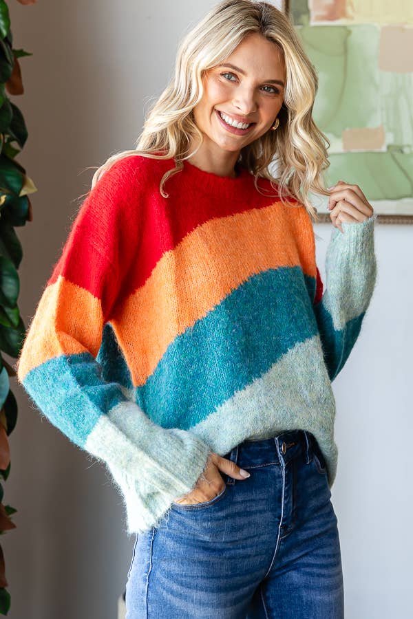 WAVY COLORBLOCK SWEATER