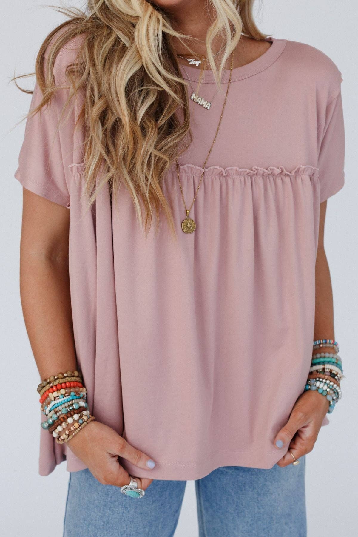 Sunday Morning Babydoll Top - Dusty Mauve