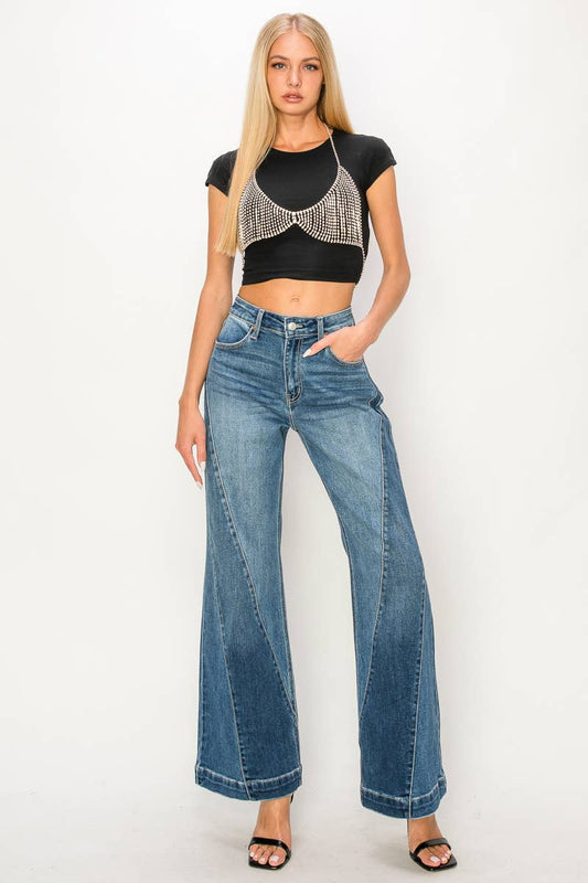 HIGH RISE RELAXED FLARED LEG JEANS