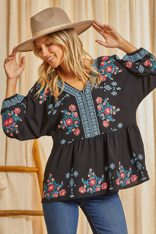 Babydoll Embroidery Top T11985-1