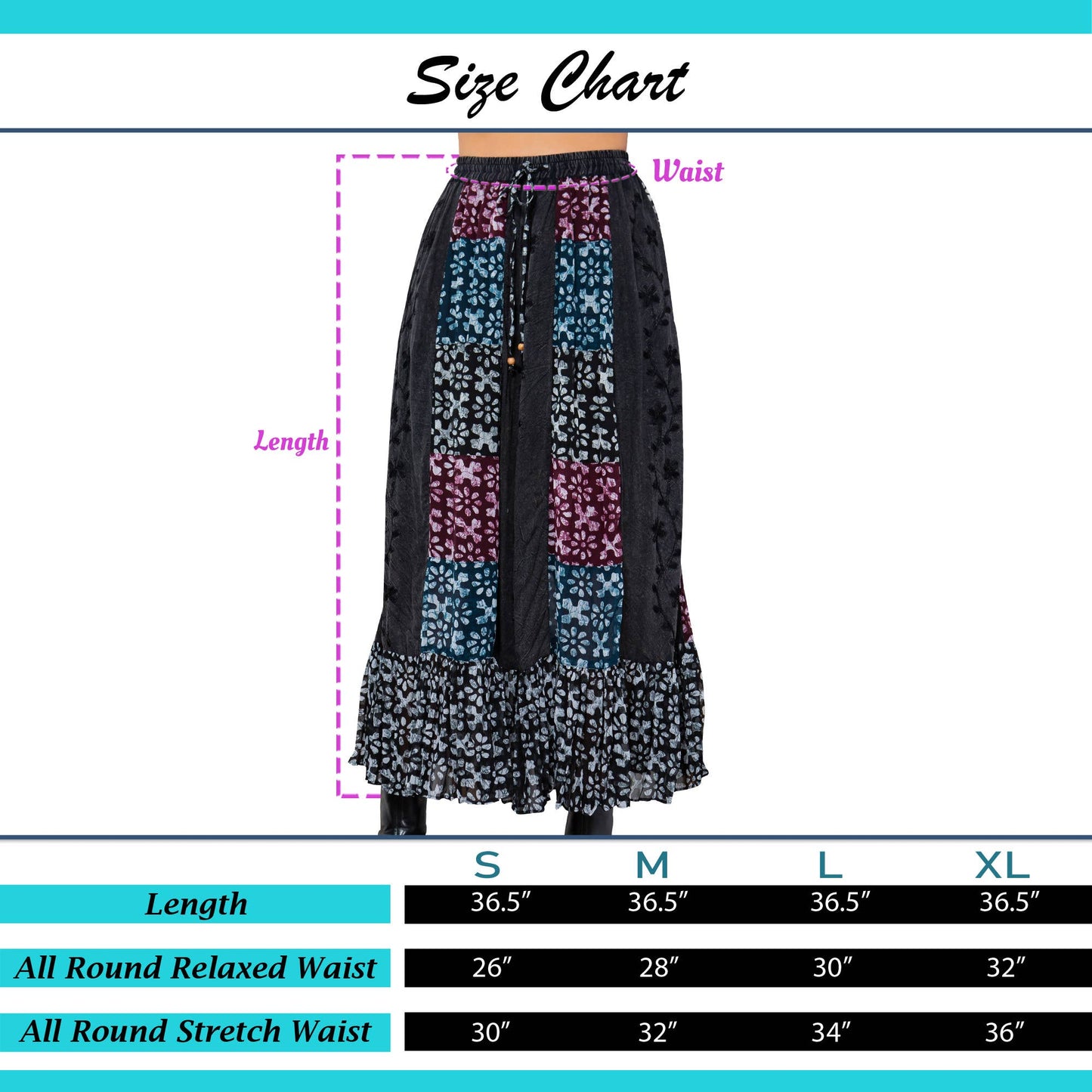 Fall Clothing Long A-Line Skirt With Multi-Embroidered