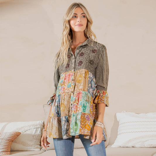 Vintage Bohemian : Tiered Bohemian Top -New