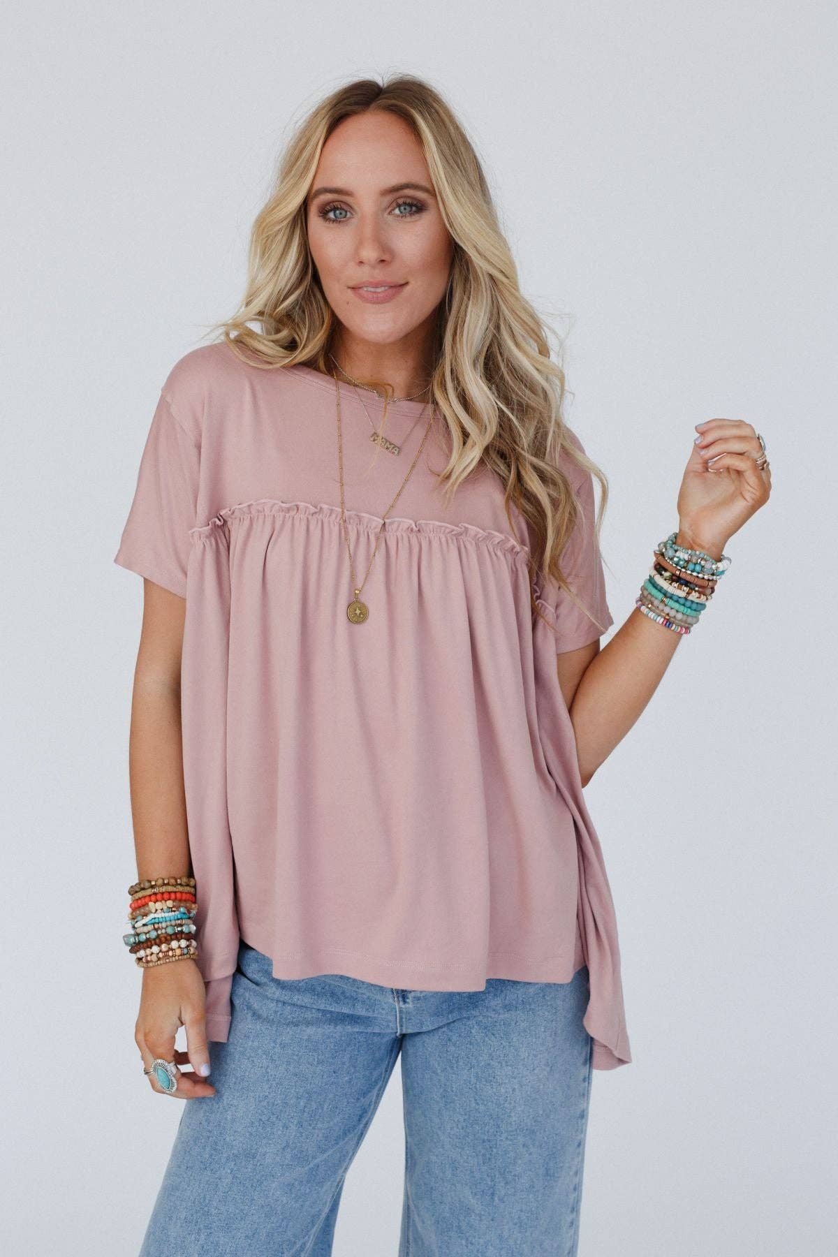 Sunday Morning Babydoll Top - Dusty Mauve