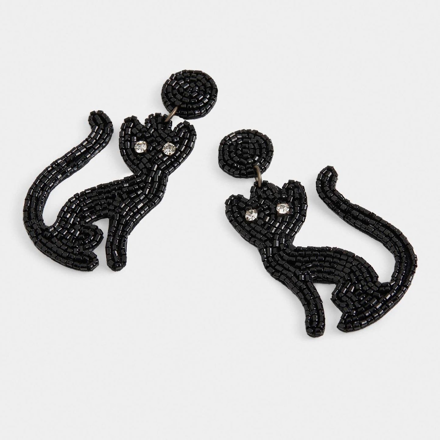 Black Cat Beaded Halloween Earrings - Halloween