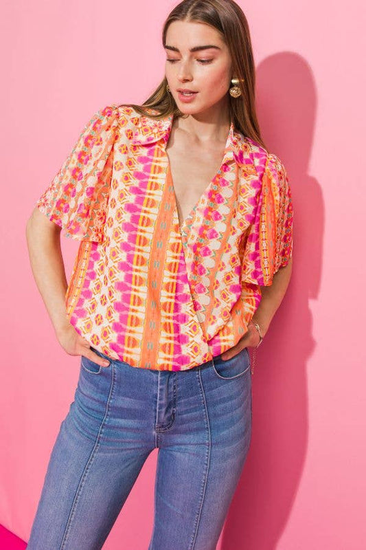 A printed woven top