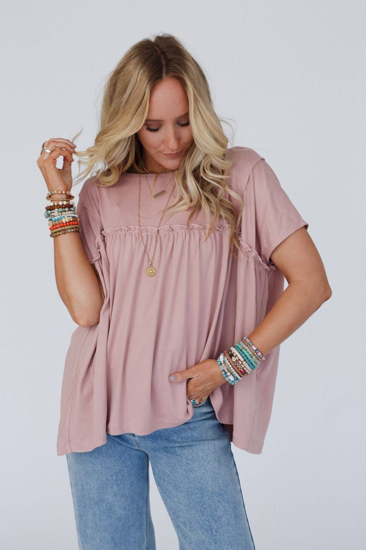 Sunday Morning Babydoll Top - Dusty Mauve