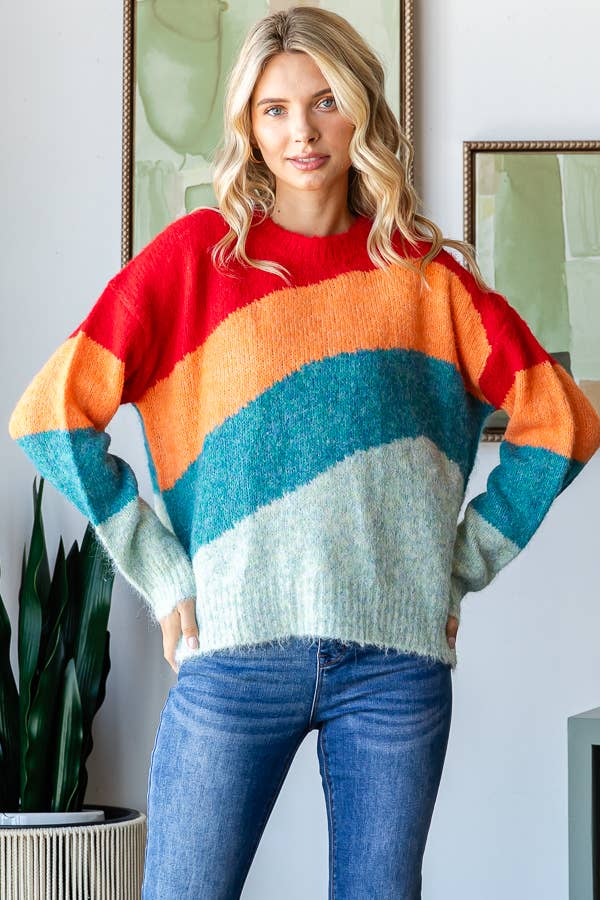 WAVY COLORBLOCK SWEATER