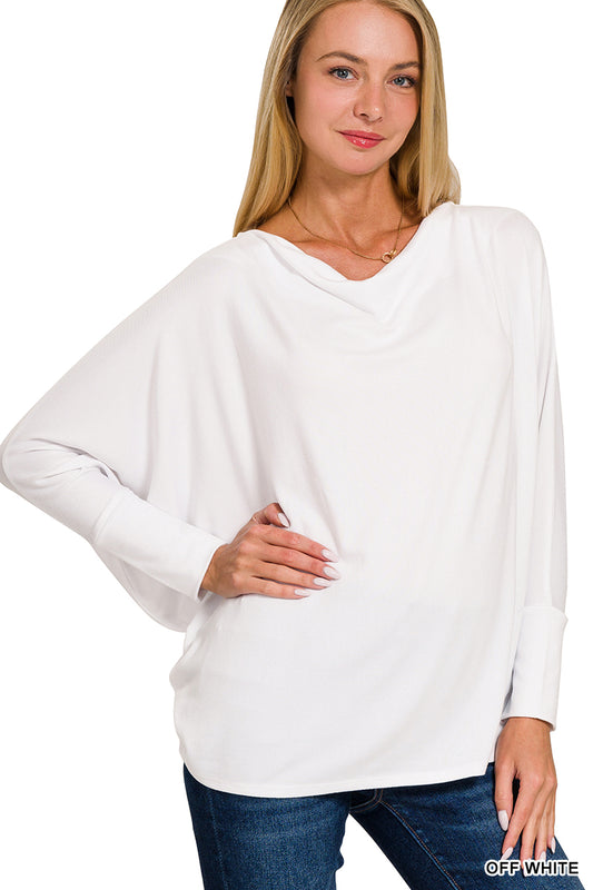 DOLMAN SLEEVE BOAT NECK LONG SLEEVE TOP