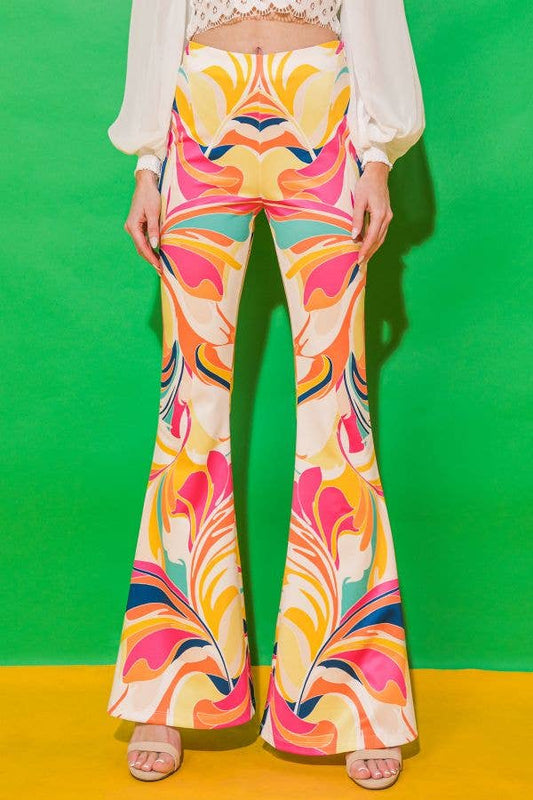 Vibrant Groovy Pants with Flare Leg