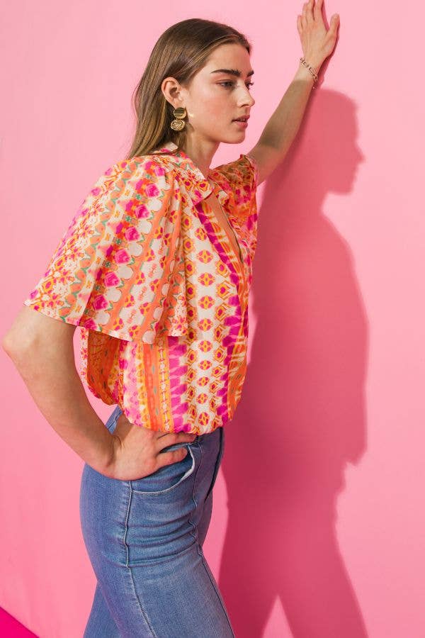 A printed woven top