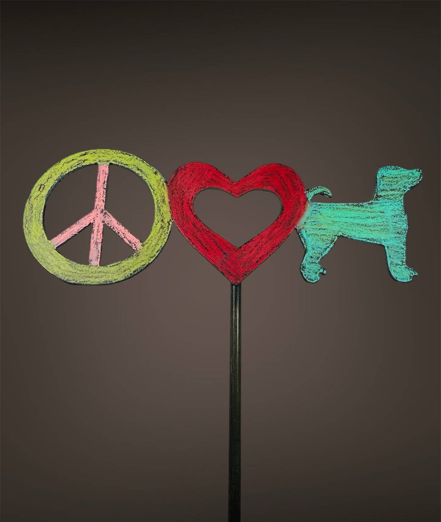 Peace sign plant stake dog garden stake Santa dog pet gifts