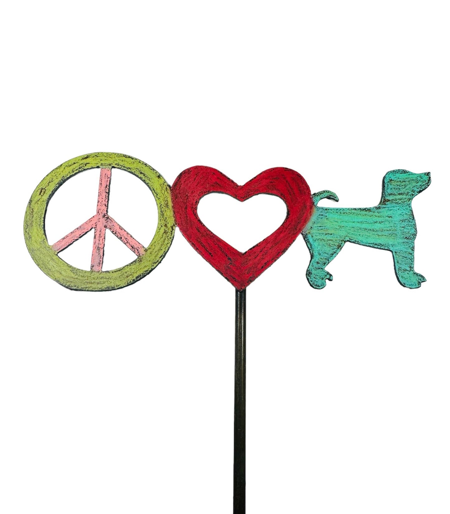 Peace sign plant stake dog garden stake Santa dog pet gifts